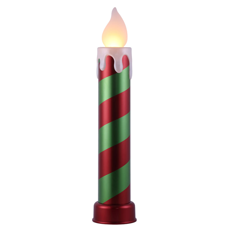 36" Red and Green Striped Metallic Blow Mold Candle - Mr. Christmas