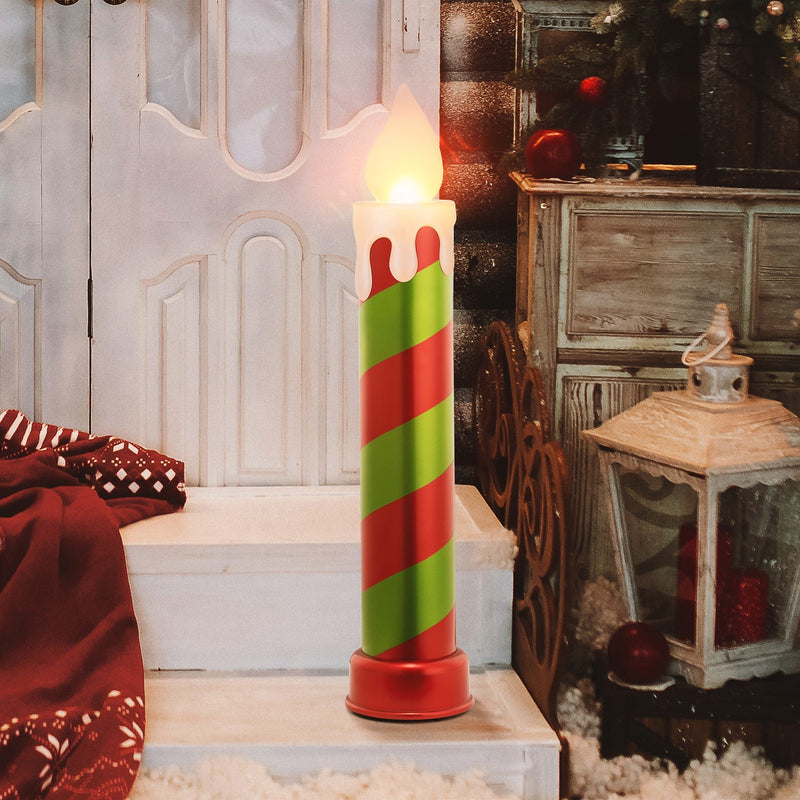36" Red and Green Striped Metallic Blow Mold Candle - Mr. Christmas
