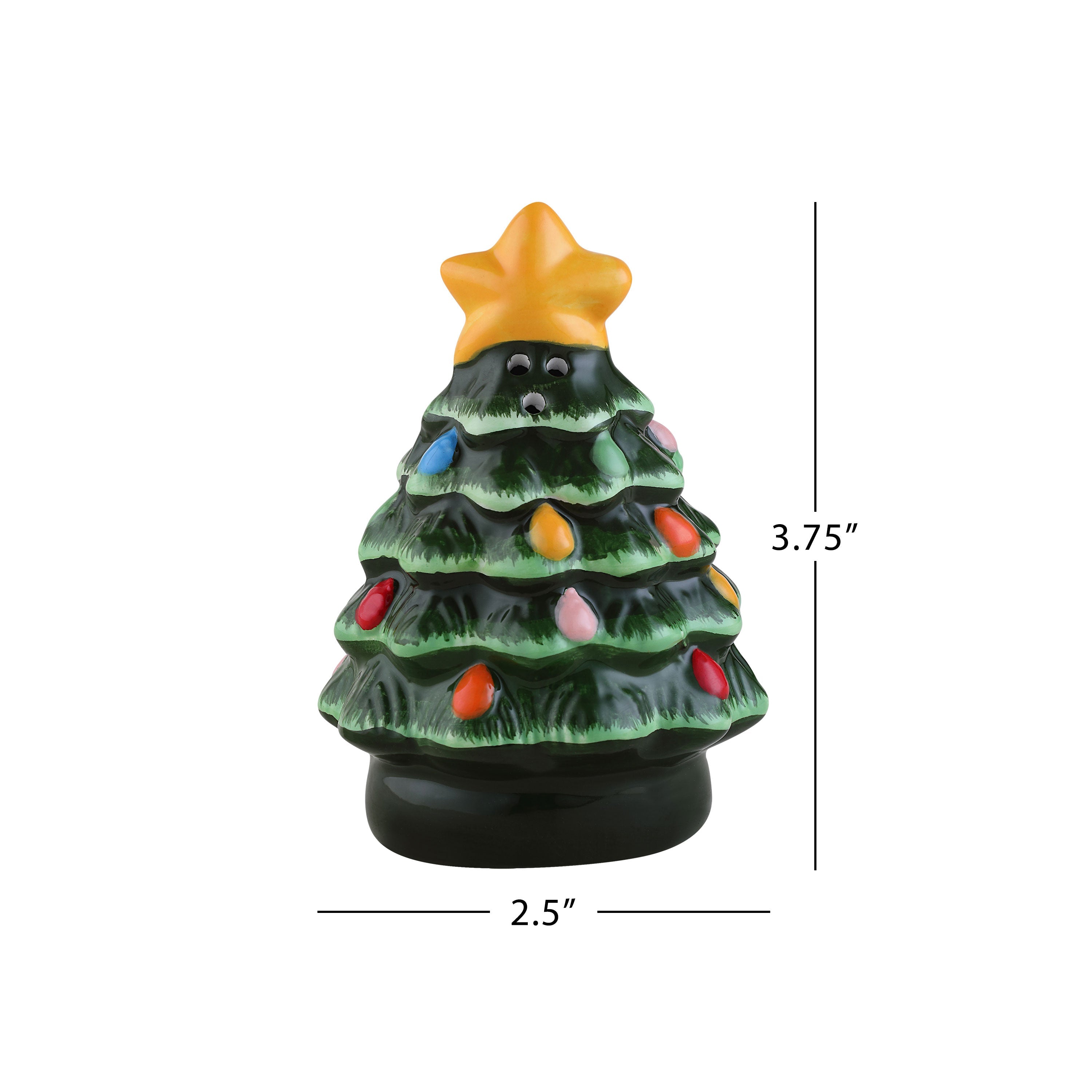 3.75" Nostalgic Ceramic Tree Salt & Pepper Shakers - Green - Mr. Christmas