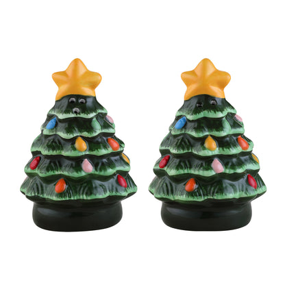 3.75" Nostalgic Ceramic Tree Salt & Pepper Shakers - Green - Mr. Christmas