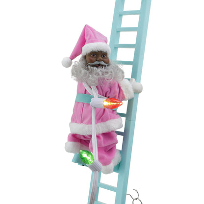 43" Animated Pastel Super Climbing Black Santa - Mr. Christmas