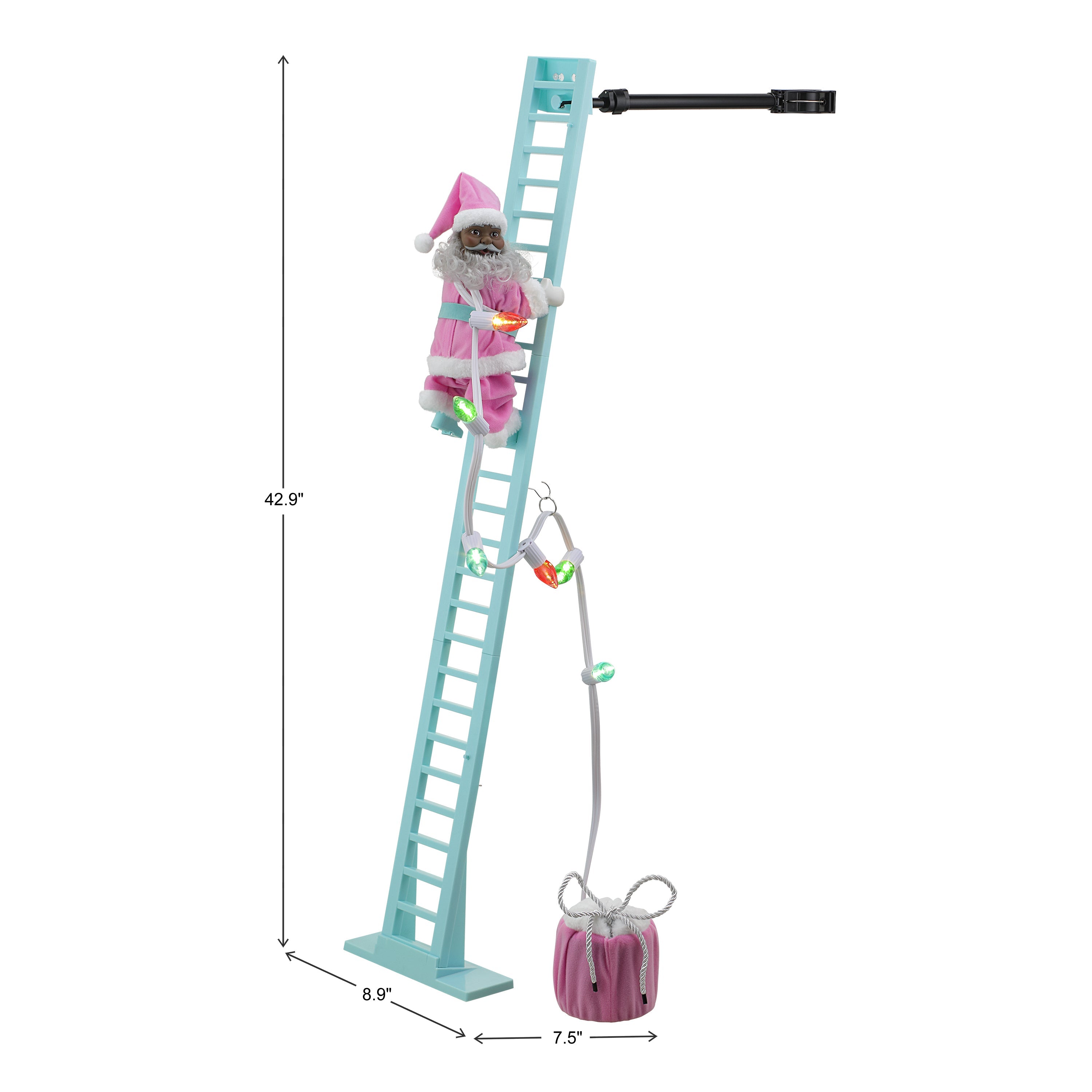 43" Animated Pastel Super Climbing Black Santa - Mr. Christmas