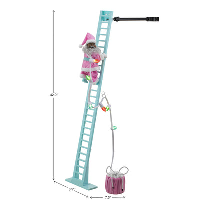 43" Animated Pastel Super Climbing Black Santa - Mr. Christmas