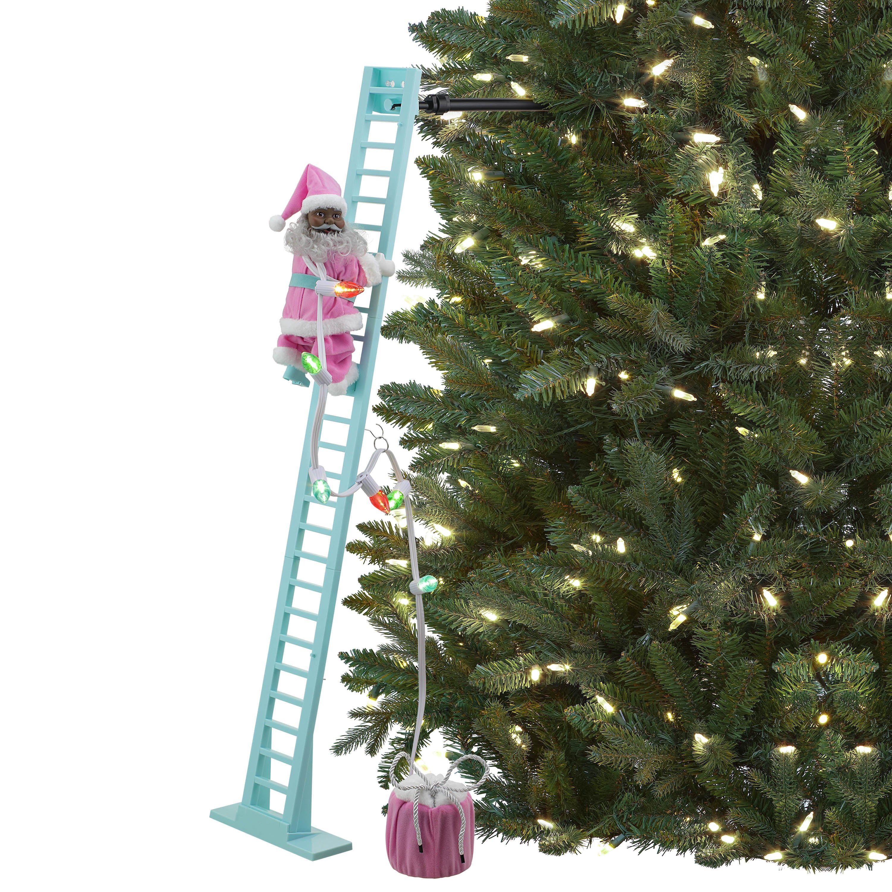 43" Animated Pastel Super Climbing Black Santa - Mr. Christmas