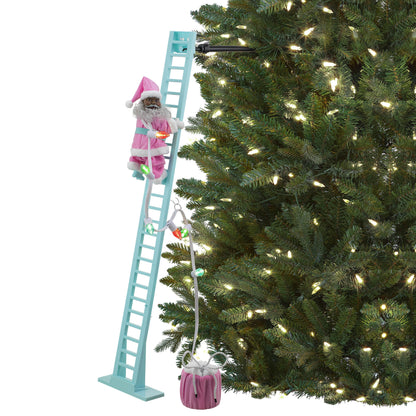 43" Animated Pastel Super Climbing Black Santa - Mr. Christmas
