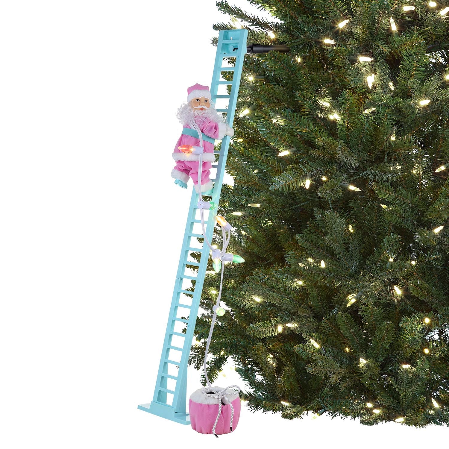 43" Animated Pastel Super Climbing White Santa - Mr. Christmas