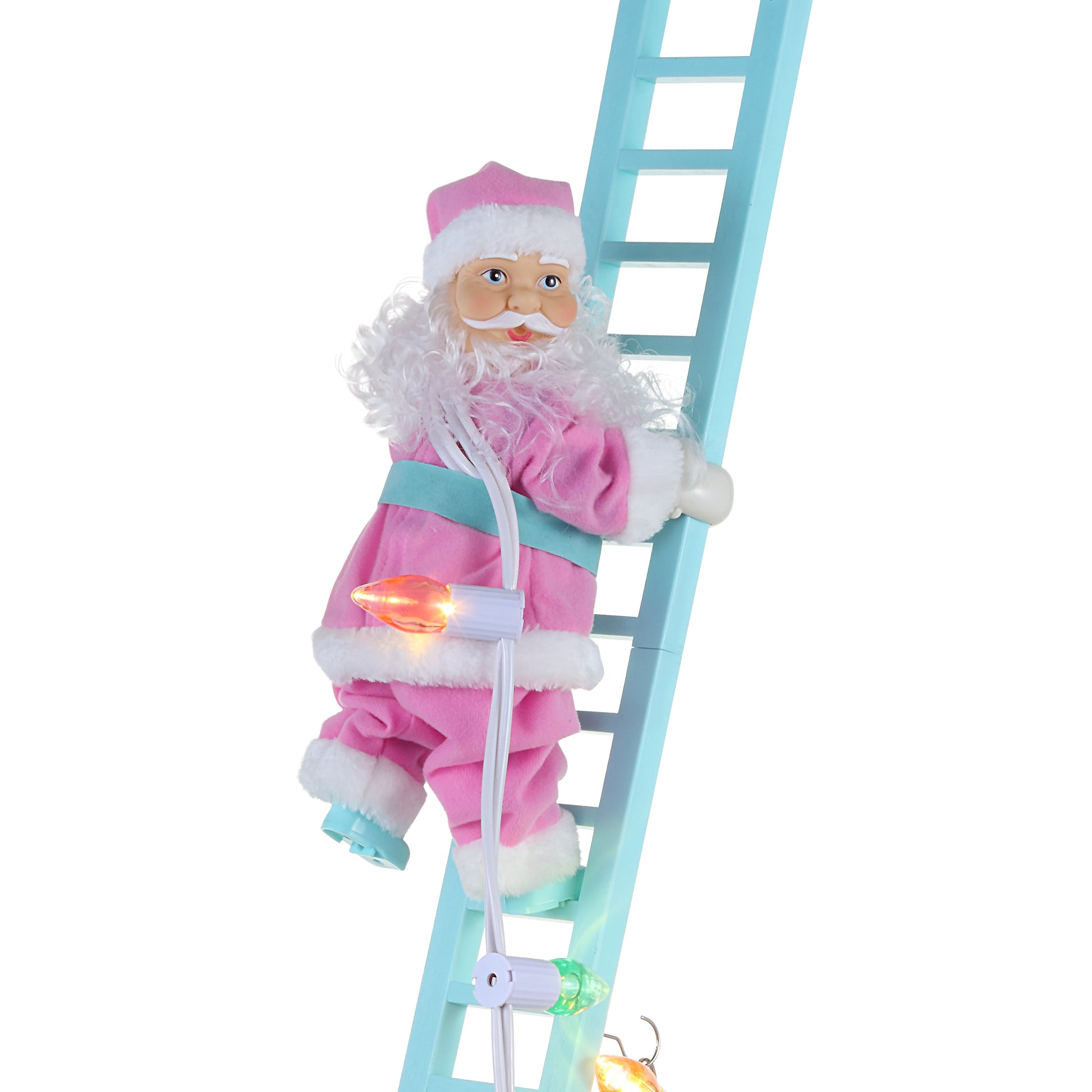 43" Animated Pastel Super Climbing White Santa - Mr. Christmas