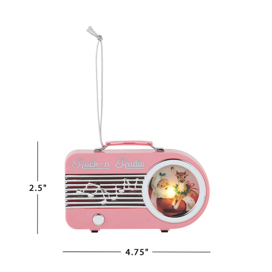 4.75" Retro Radio Ornament - Pink - Mr. Christmas