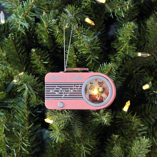 4.75" Retro Radio Ornament - Pink - Mr. Christmas
