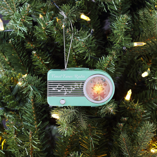4.75" Retro Radio Ornament - Teal - Mr. Christmas