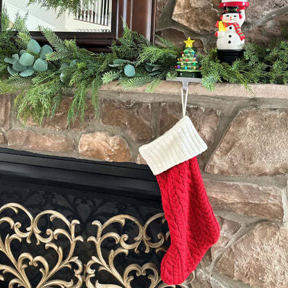 5" Illuminated Ceramic Stocking Hanger - Green Tree - Mr. Christmas