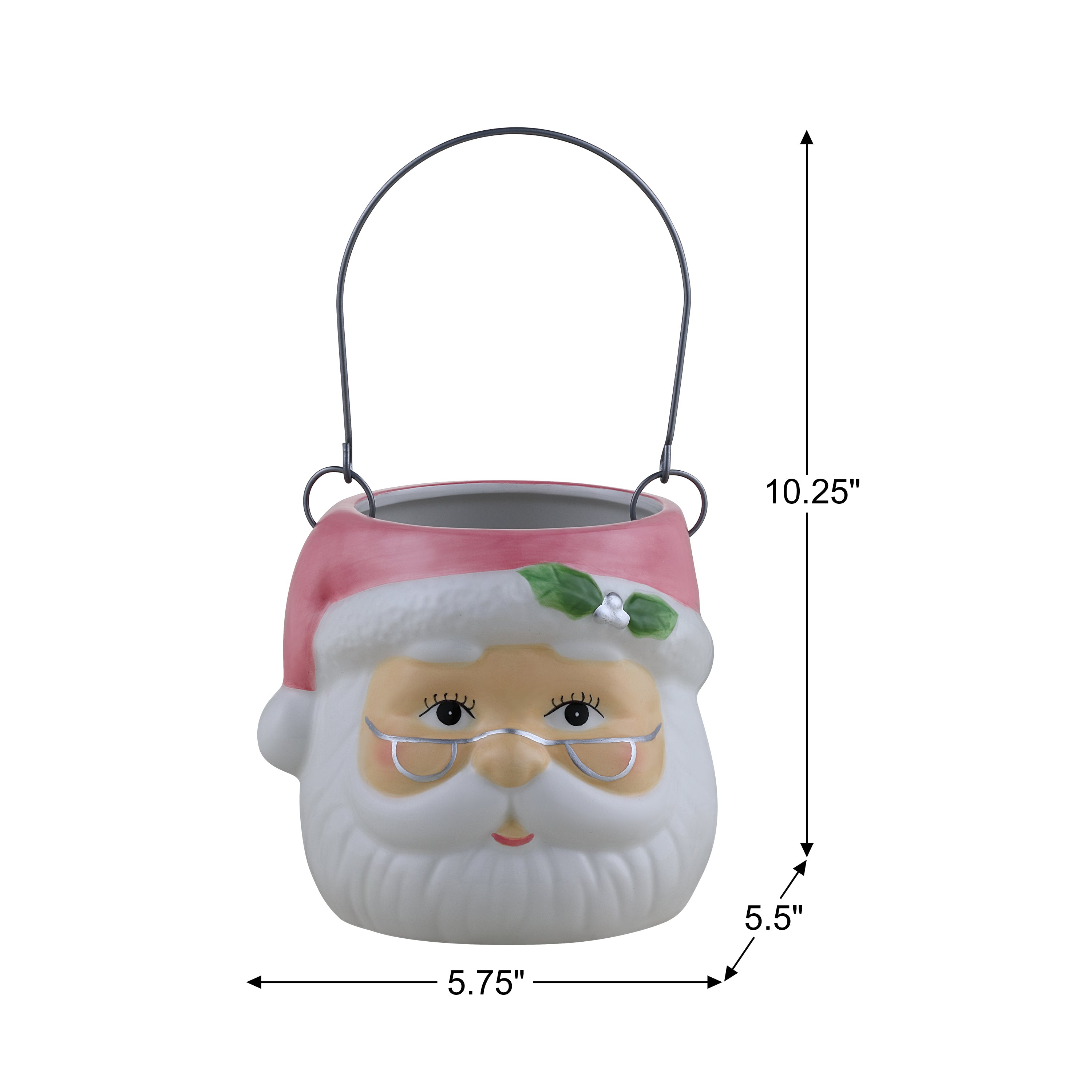 5" Nostalgic Ceramic Container - Pink Santa Claus - Mr. Christmas