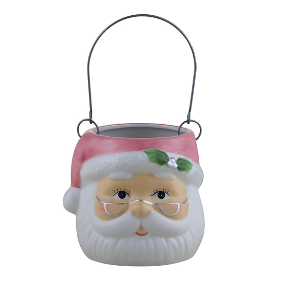 5" Nostalgic Ceramic Container - Pink Santa Claus - Mr. Christmas