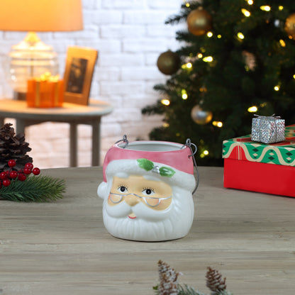5" Nostalgic Ceramic Container - Pink Santa Claus - Mr. Christmas
