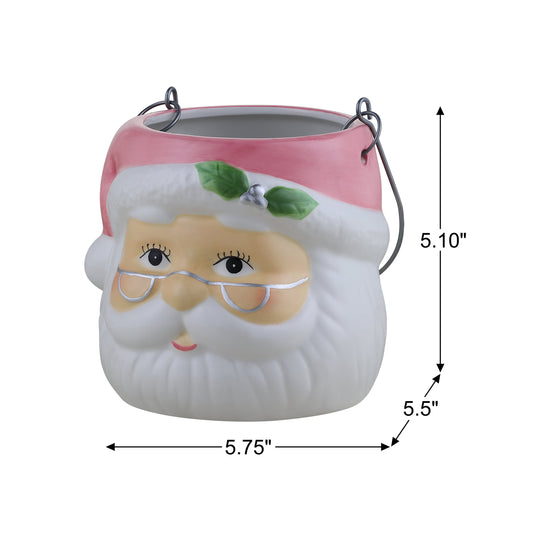 5" Nostalgic Ceramic Container - Pink Santa Claus - Mr. Christmas