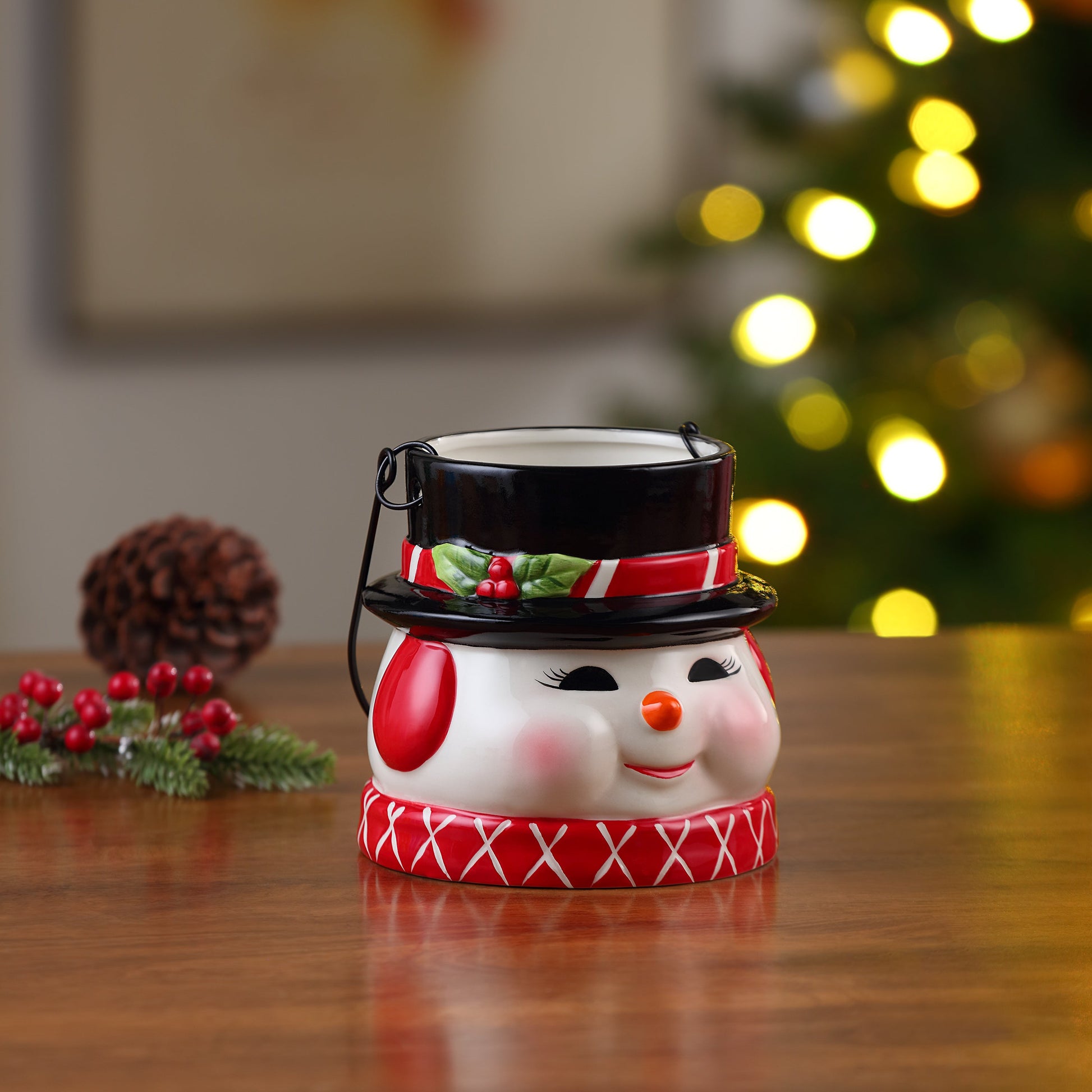 12oz Set of 3 Ceramic Stacking Mugs - Snowman
