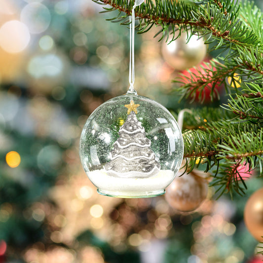 5.5" Mercury Glass Tree Globe Ornament - Silver - Mr. Christmas