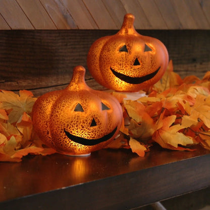 5.75" Mercury Glass Jack-O-Lantern - Set of 2 - Mr. Christmas