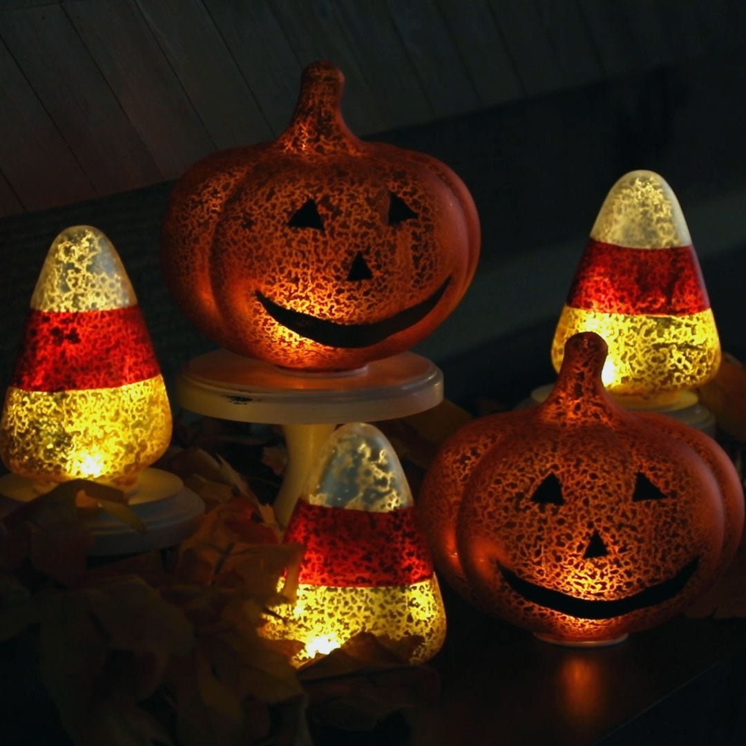 5.75" Mercury Glass Jack-O-Lantern - Set of 2 - Mr. Christmas