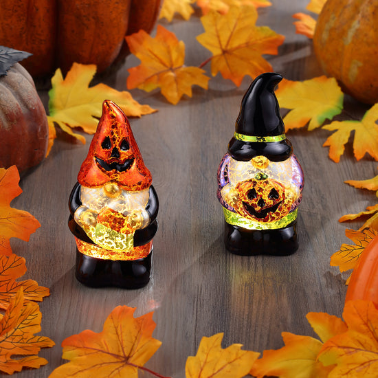 6" Halloween Mercury Glass Gnomes -Set of 2 - Mr. Christmas