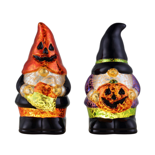 6" Halloween Mercury Glass Gnomes -Set of 2 - Mr. Christmas