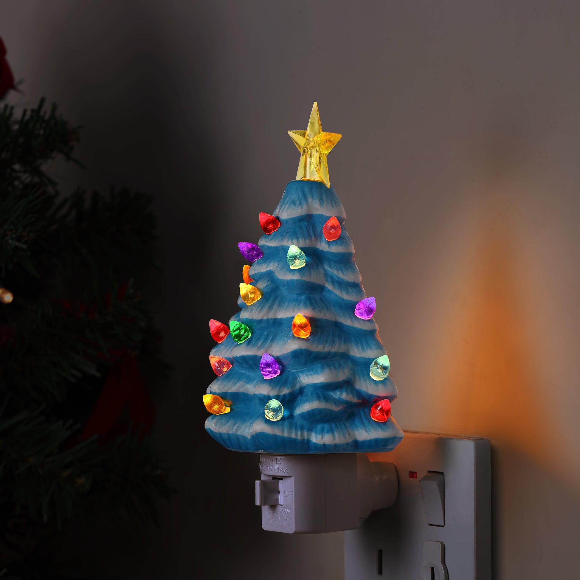 6.5" Set of 4 Nostalgic Ceramic Lit Tree Nightlights - Mr. Christmas