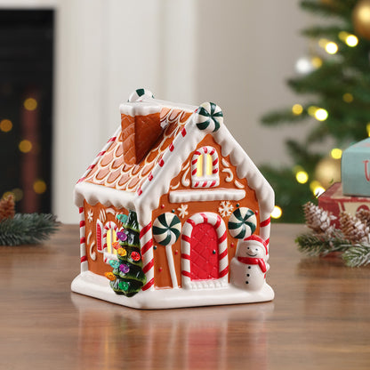 7" Nostalgic Ceramic Lit Gingerbread House - Brown - Mr. Christmas