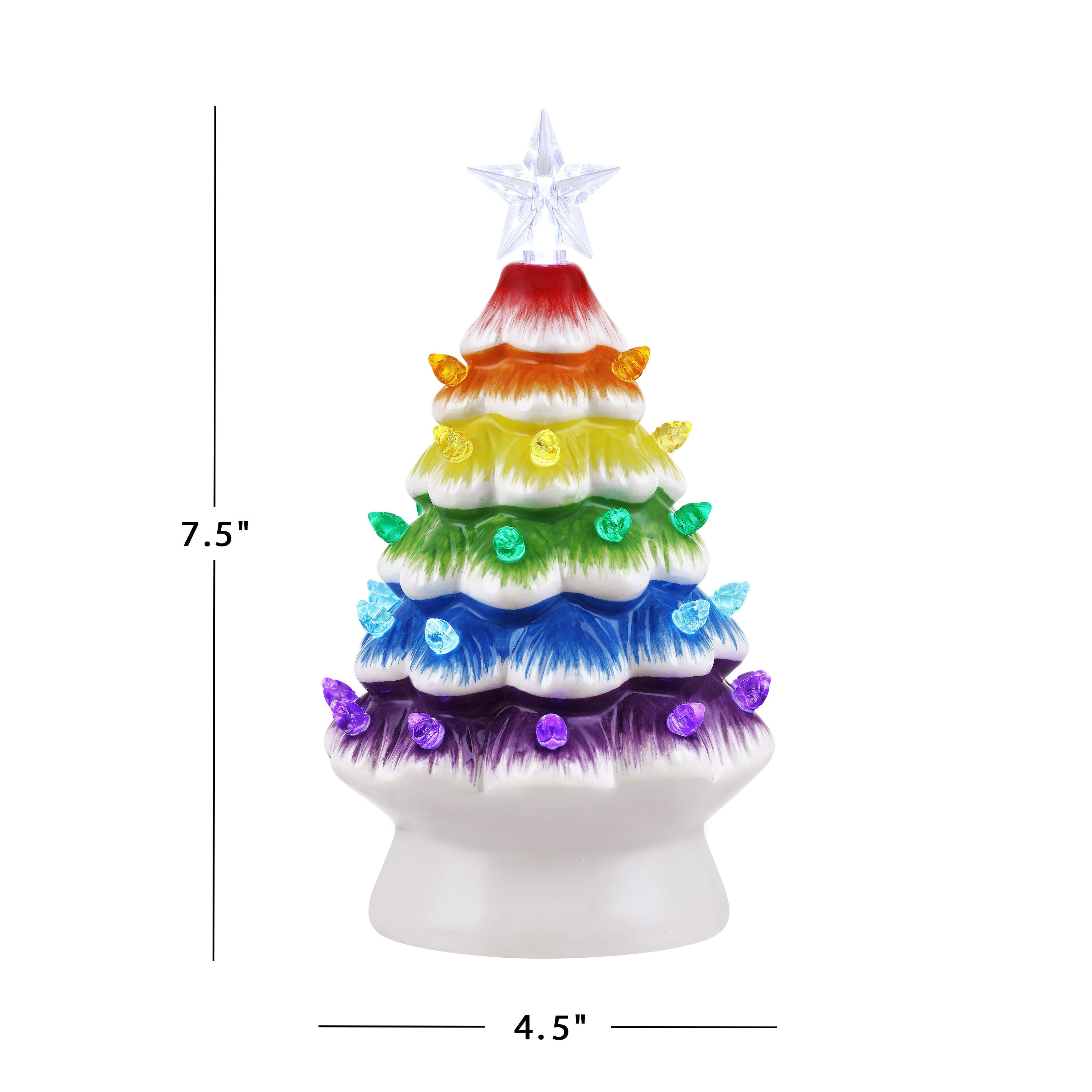 7.5" Nostalgic Ceramic Rainbow Tree - Mr. Christmas