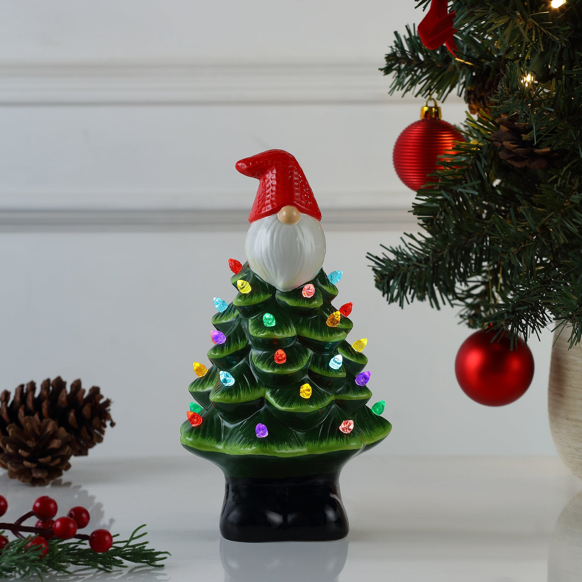 LED Ceramic Christmas Tree Gnome
