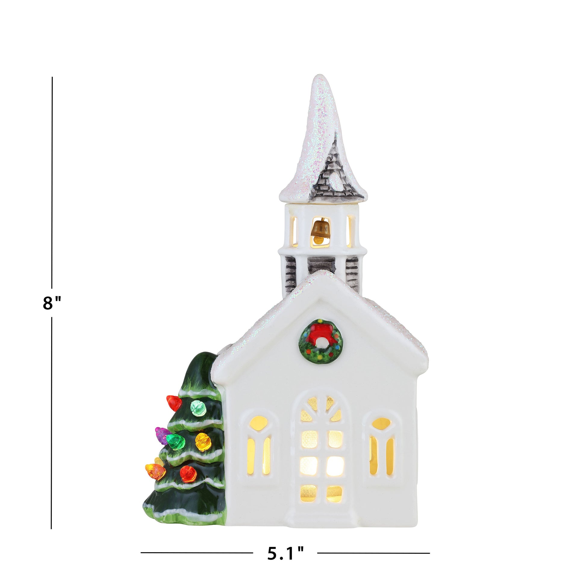 8" Nostalgic Ceramic Village Church - Mr. Christmas