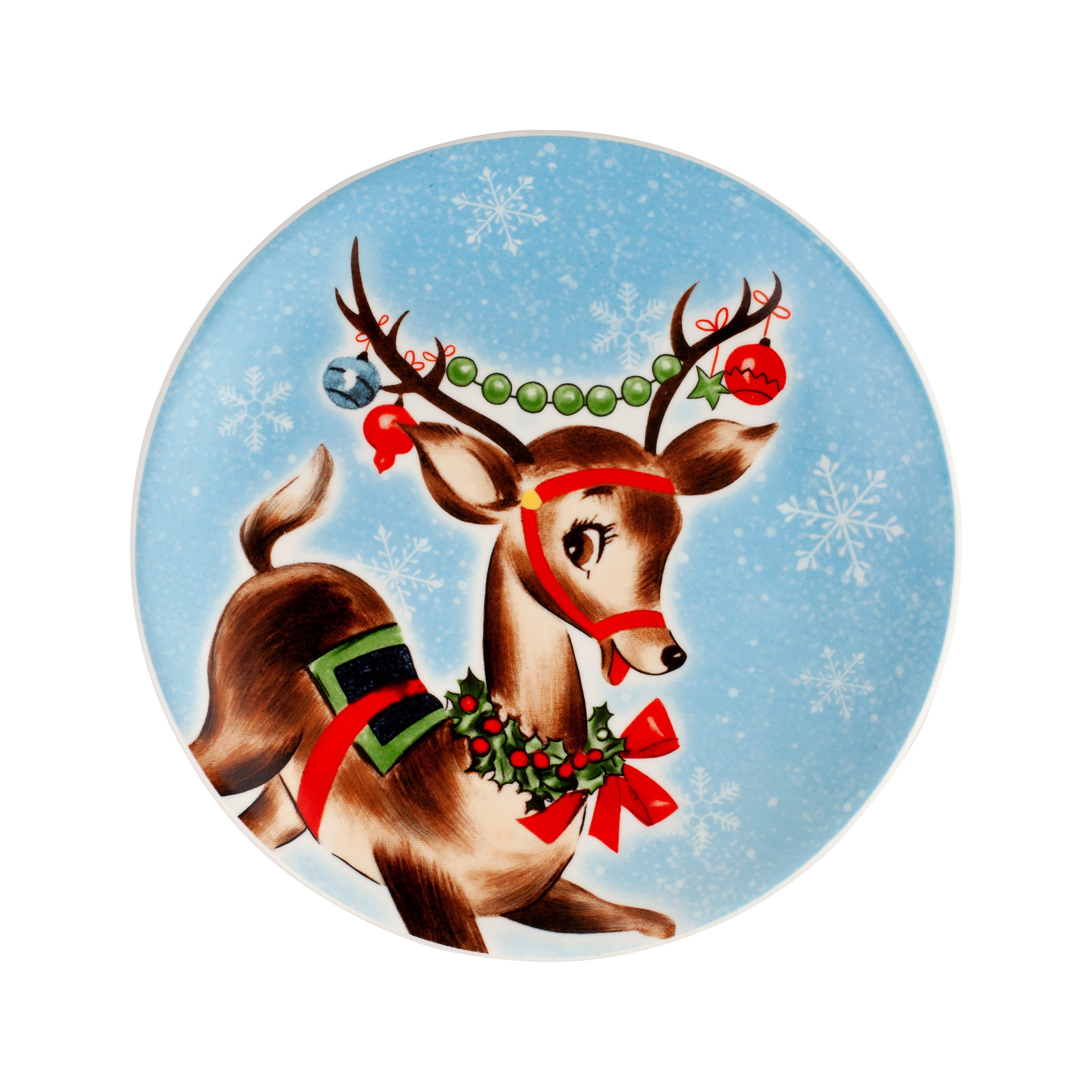 8" Set of 4 Ceramic Pastel Plates - Mr. Christmas