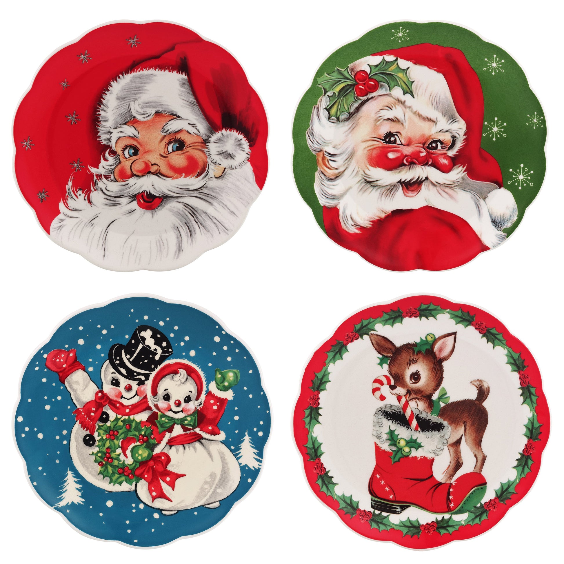 8.5" Set of 4 Nostalgic Ceramic Plates - Mr. Christmas