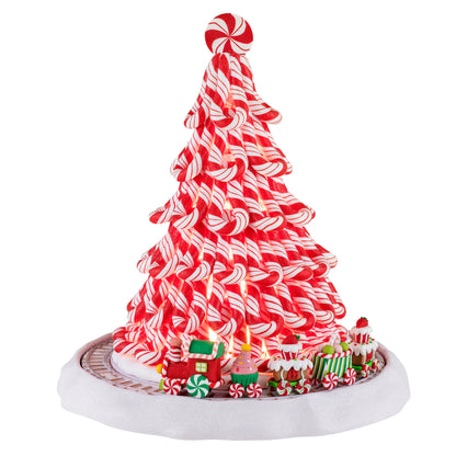 9 in. Peppermint Tree with Train - Mr. Christmas