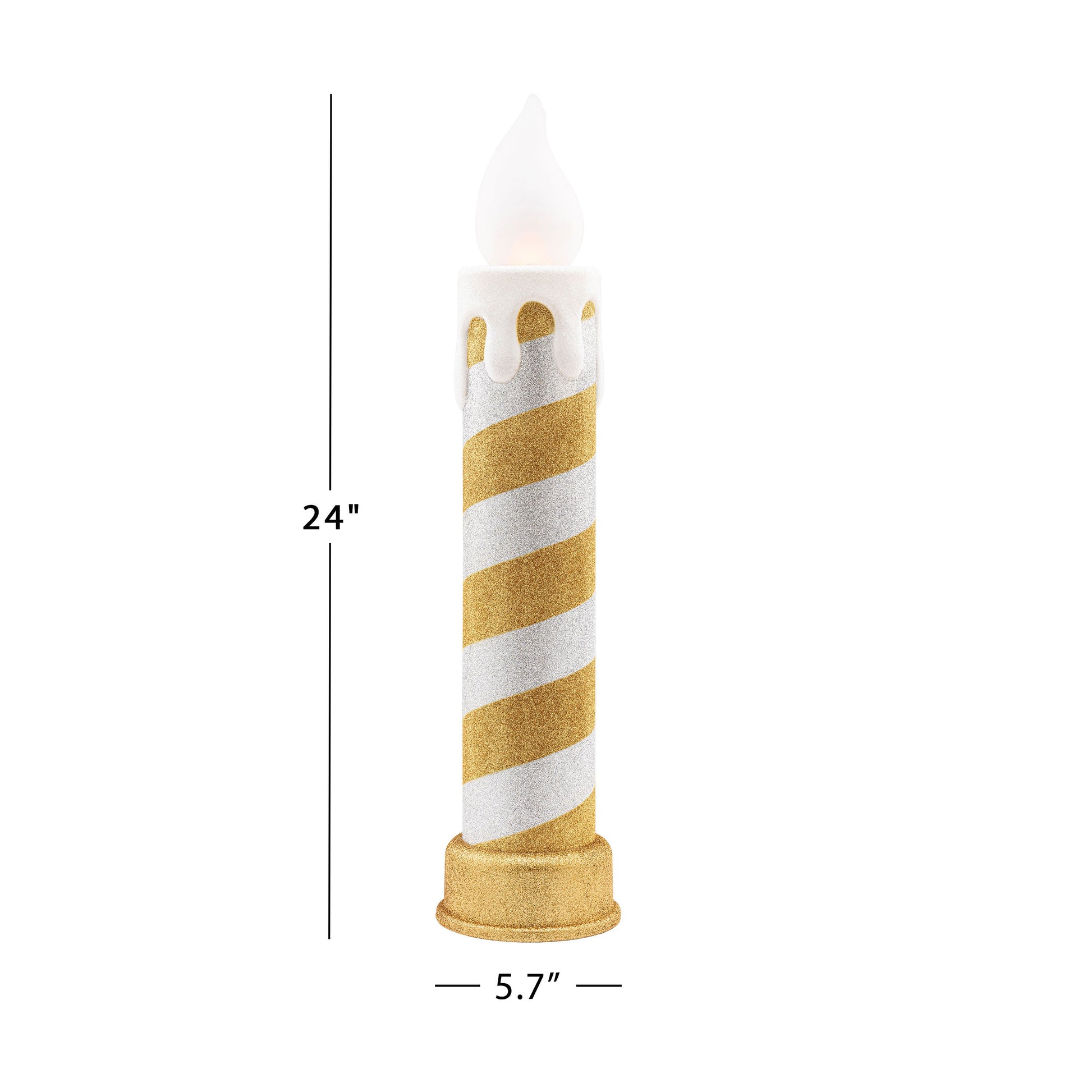 90th Anniversary Collection - 24" LED Blow Mold Candle, Gold & Silver - Mr. Christmas