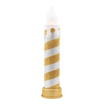90th Anniversary Collection - 24" LED Blow Mold Candle, Gold & Silver - Mr. Christmas