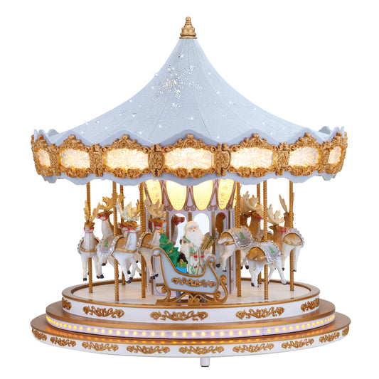 90th Anniversary Collection - Animated & Musical Crystal Carousel, Ice Blue - Mr. Christmas