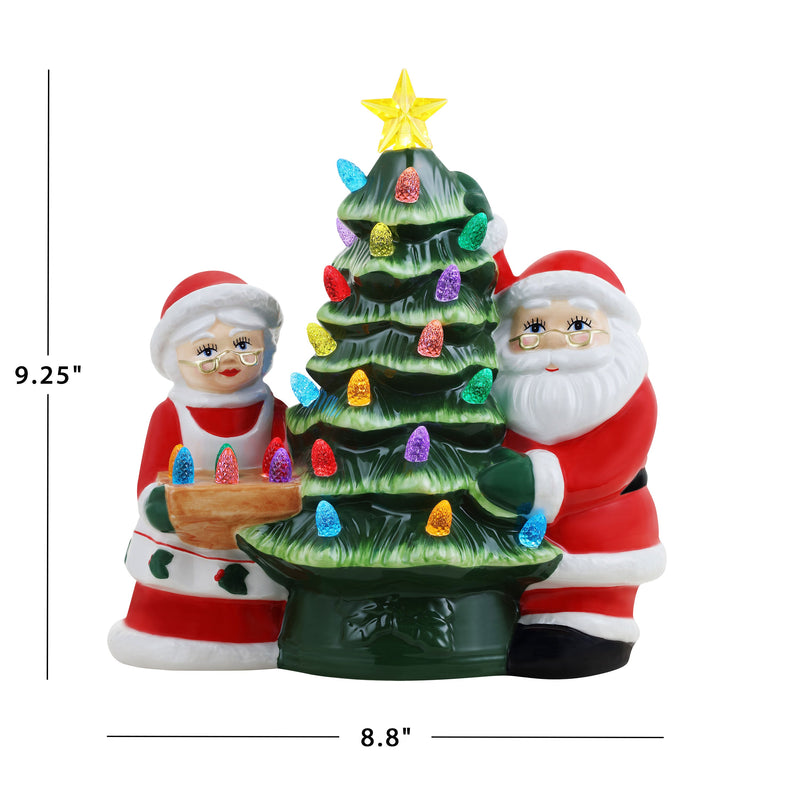 9.25" Santa & Mrs. Claus Nostalgic Ceramic Tree