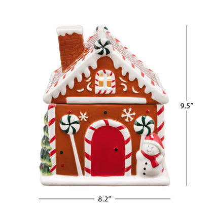9.5" Ceramic Lit Gingerbread House Cookie Jar - Mr. Christmas