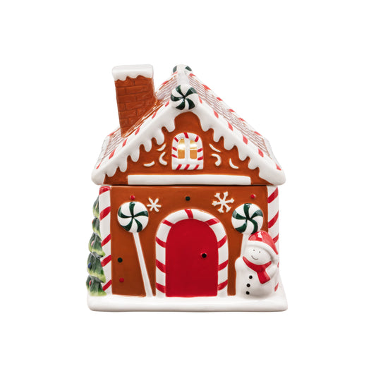 9.5" Ceramic Lit Gingerbread House Cookie Jar - Mr. Christmas