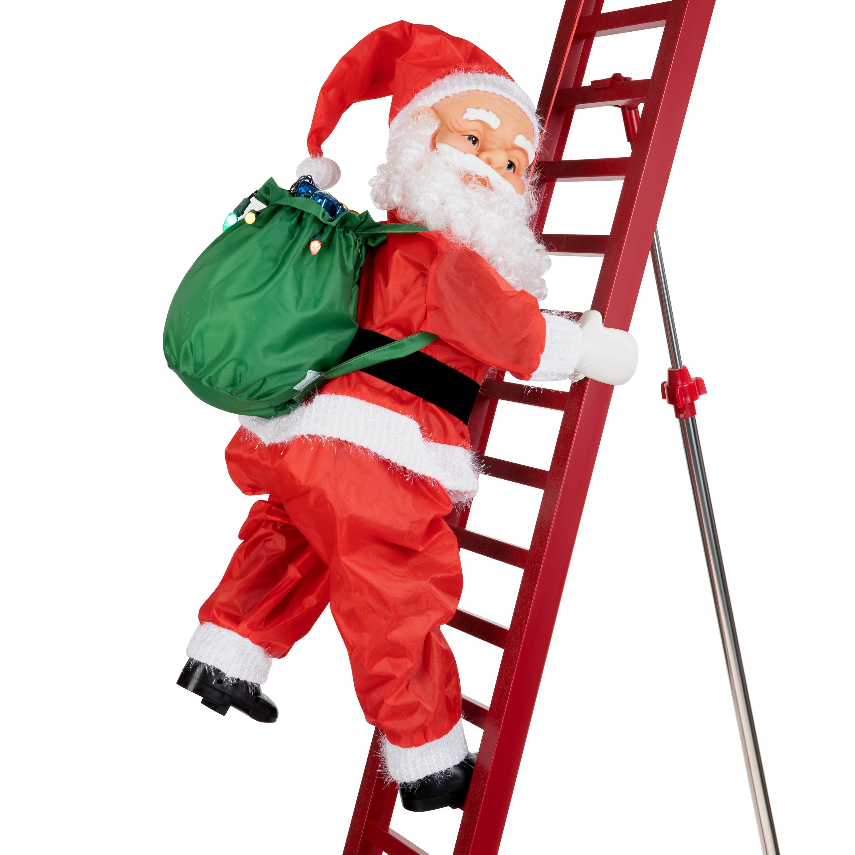 Mr. Christmas 10' Outdoor Animated Super Climbing Santa Close up of Santa climbing the ladder