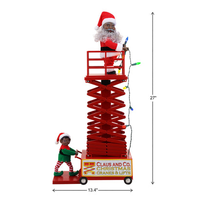Mr. Christmas 50" Animated & Musical Santa's Lift - Black Santa with lift collapsed showing width and height