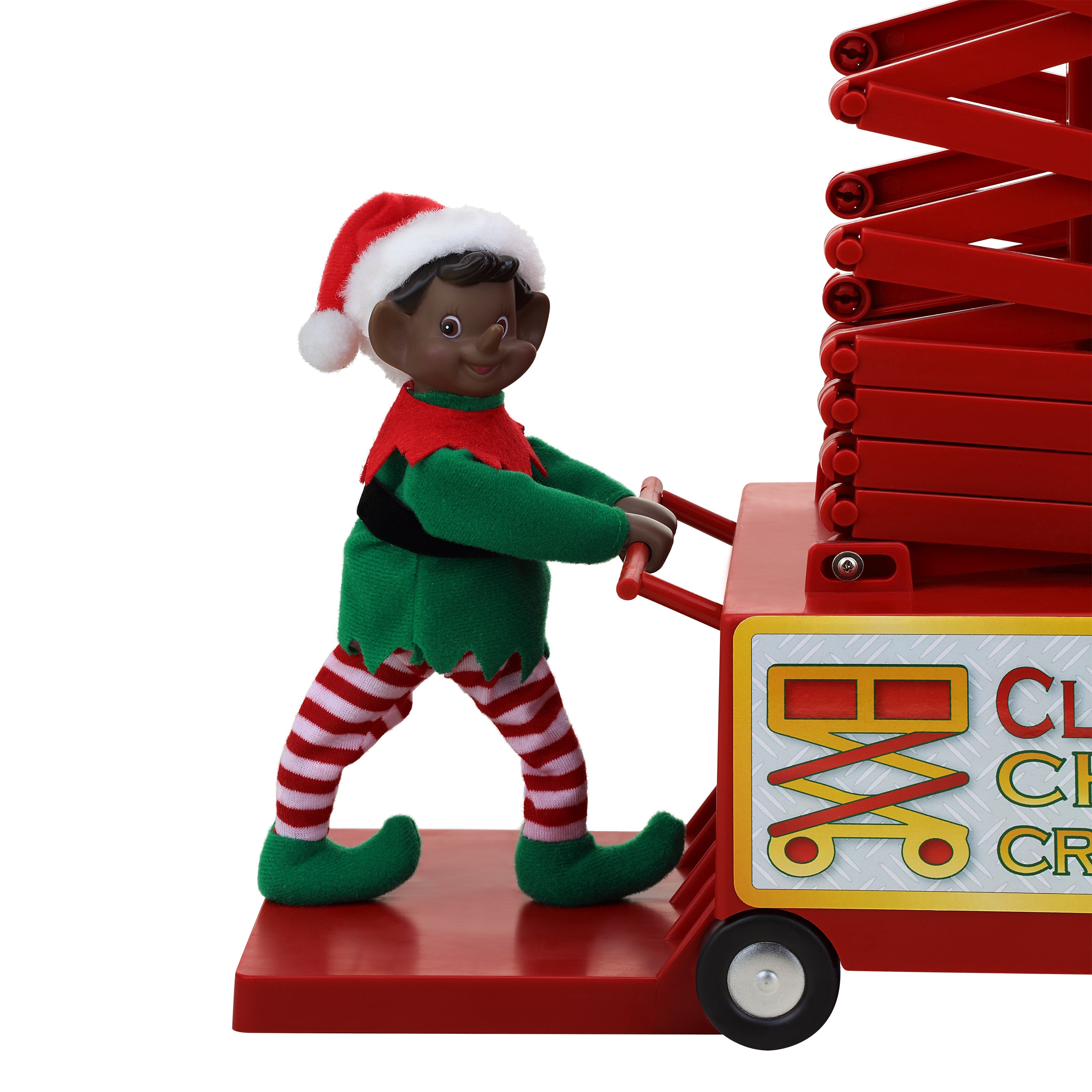 Mr. Christmas 50" Animated & Musical Santa's Lift - Black Santa showing close up of Elf