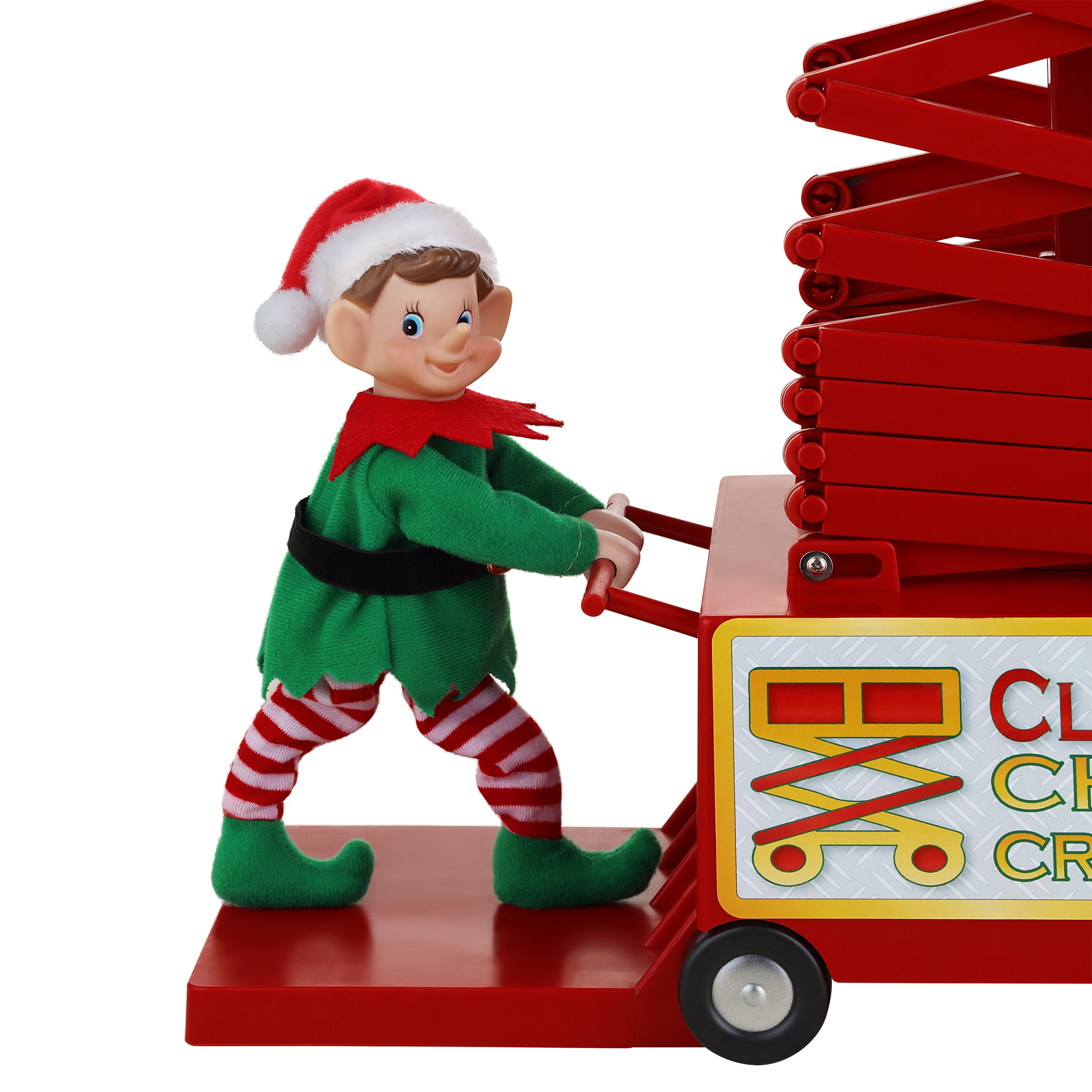 Mr. Christmas 50" Animated & Musical Santa's Lift - White Santa showing the close up of the Elf operating the lift