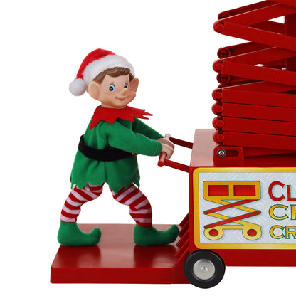 Mr. Christmas 50" Animated & Musical Santa's Lift - White Santa showing the close up of the Elf operating the lift