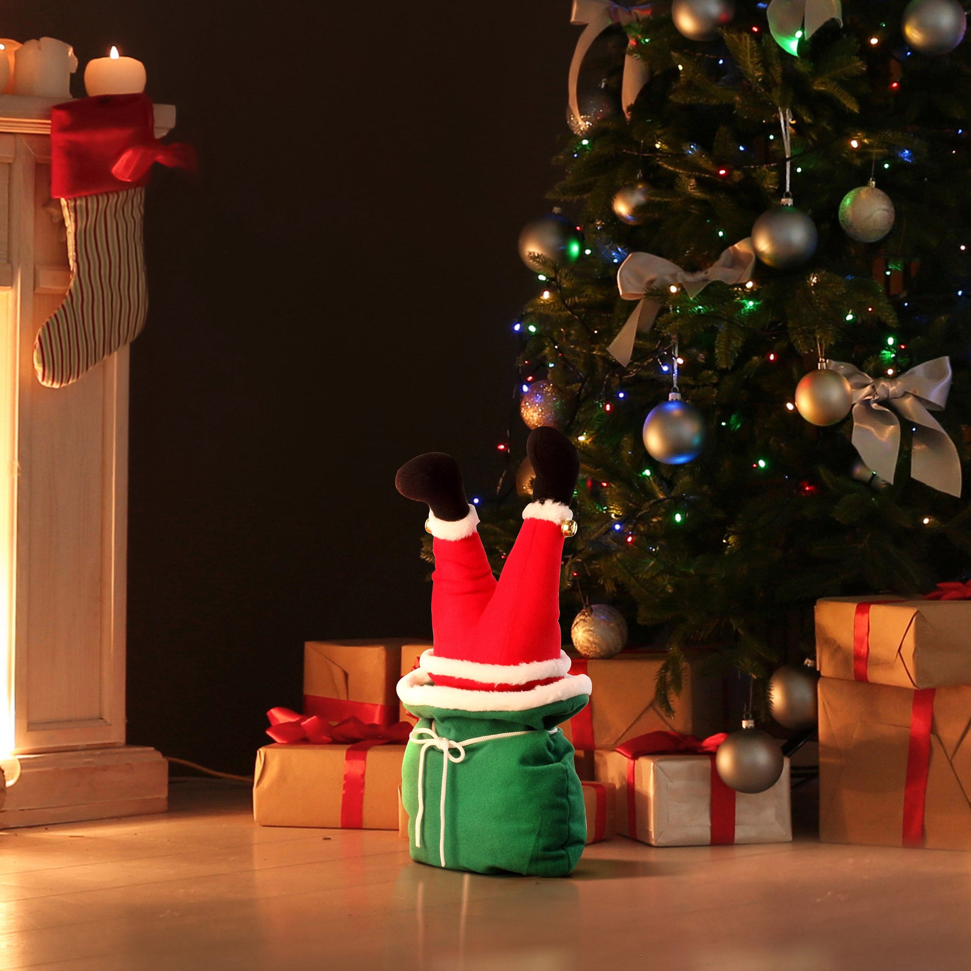 17" Animated Kicker in Bag - Santa