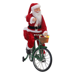 Cycling Santa - White - Mr. Christmas
