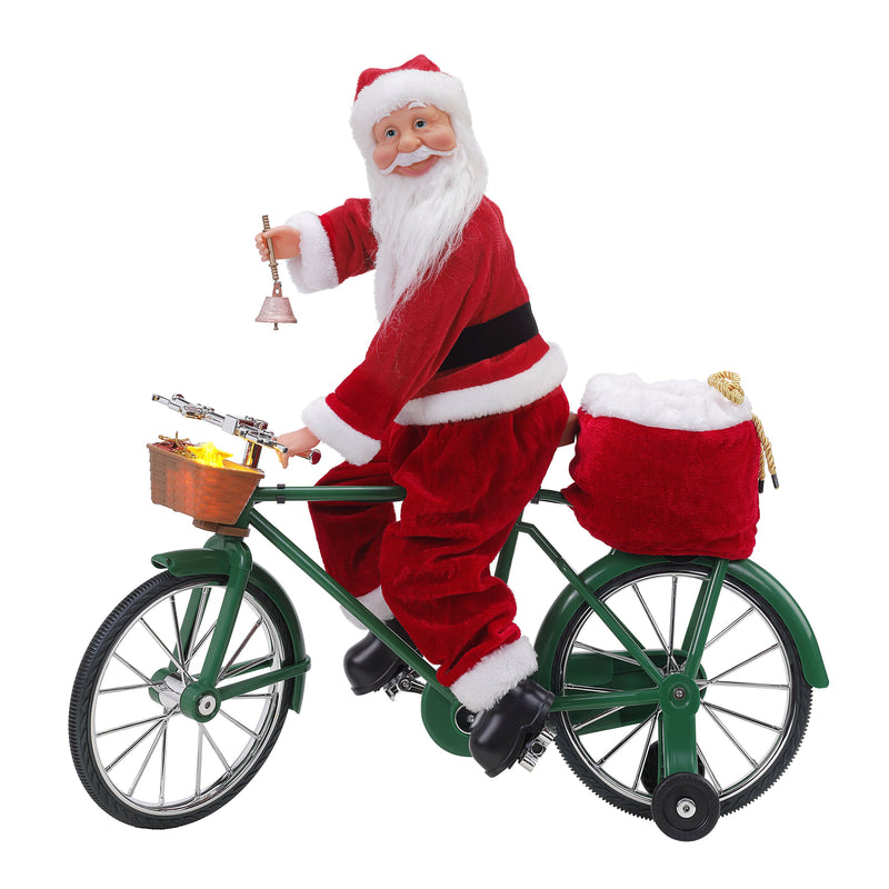 Cycling Santa - White - Mr. Christmas