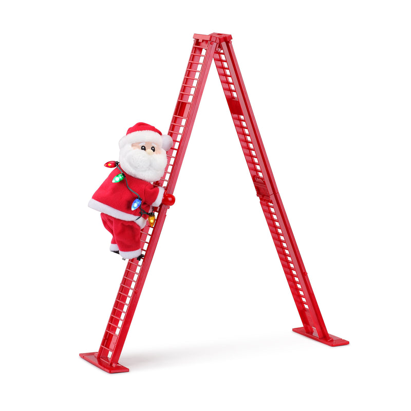 17" Animated Tabletop Climbing White Santa