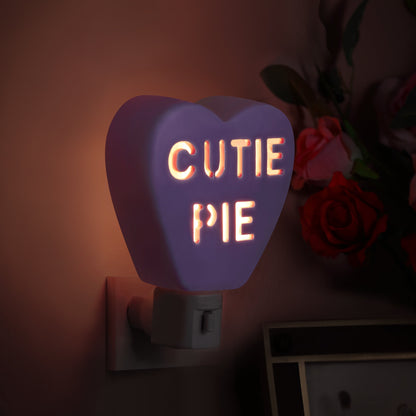 Miss Valentine Ceramic Candy Heart Cutie Pie Purple Nightlight - Mr. Christmas