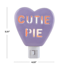 Miss Valentine Ceramic Candy Heart Cutie Pie Purple Nightlight - Mr. Christmas